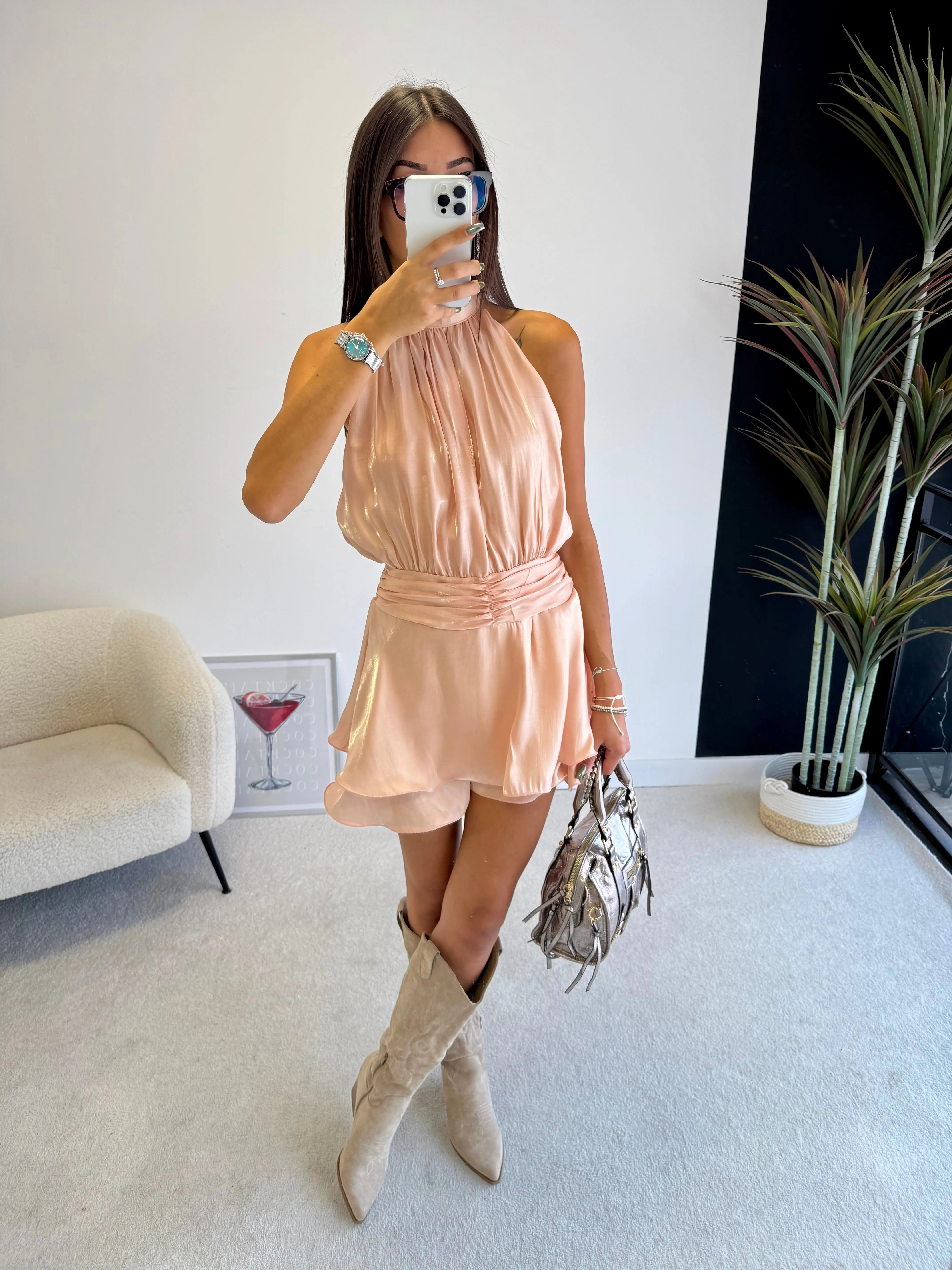 Combi-short satinée