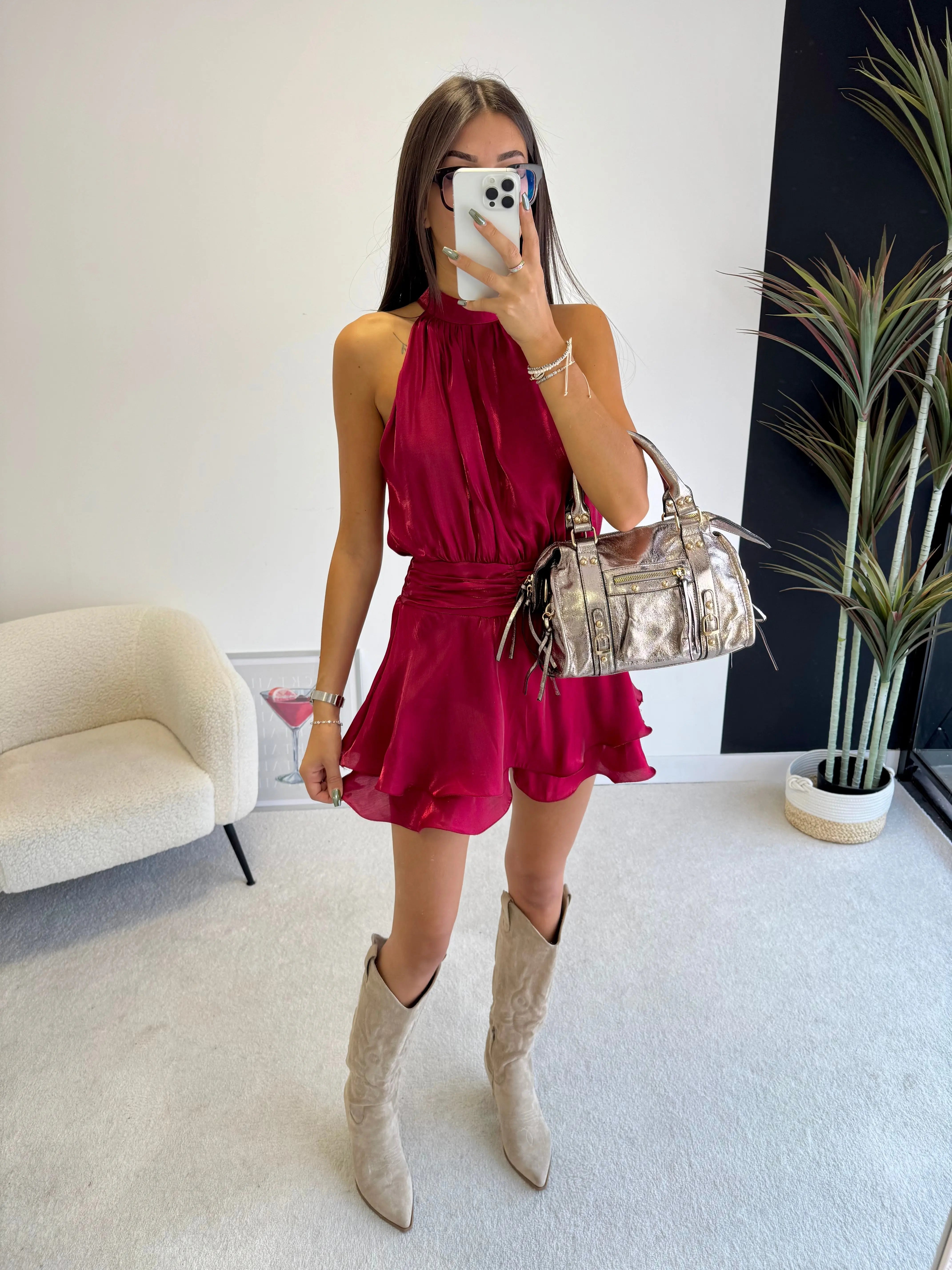 Combi-short satinée