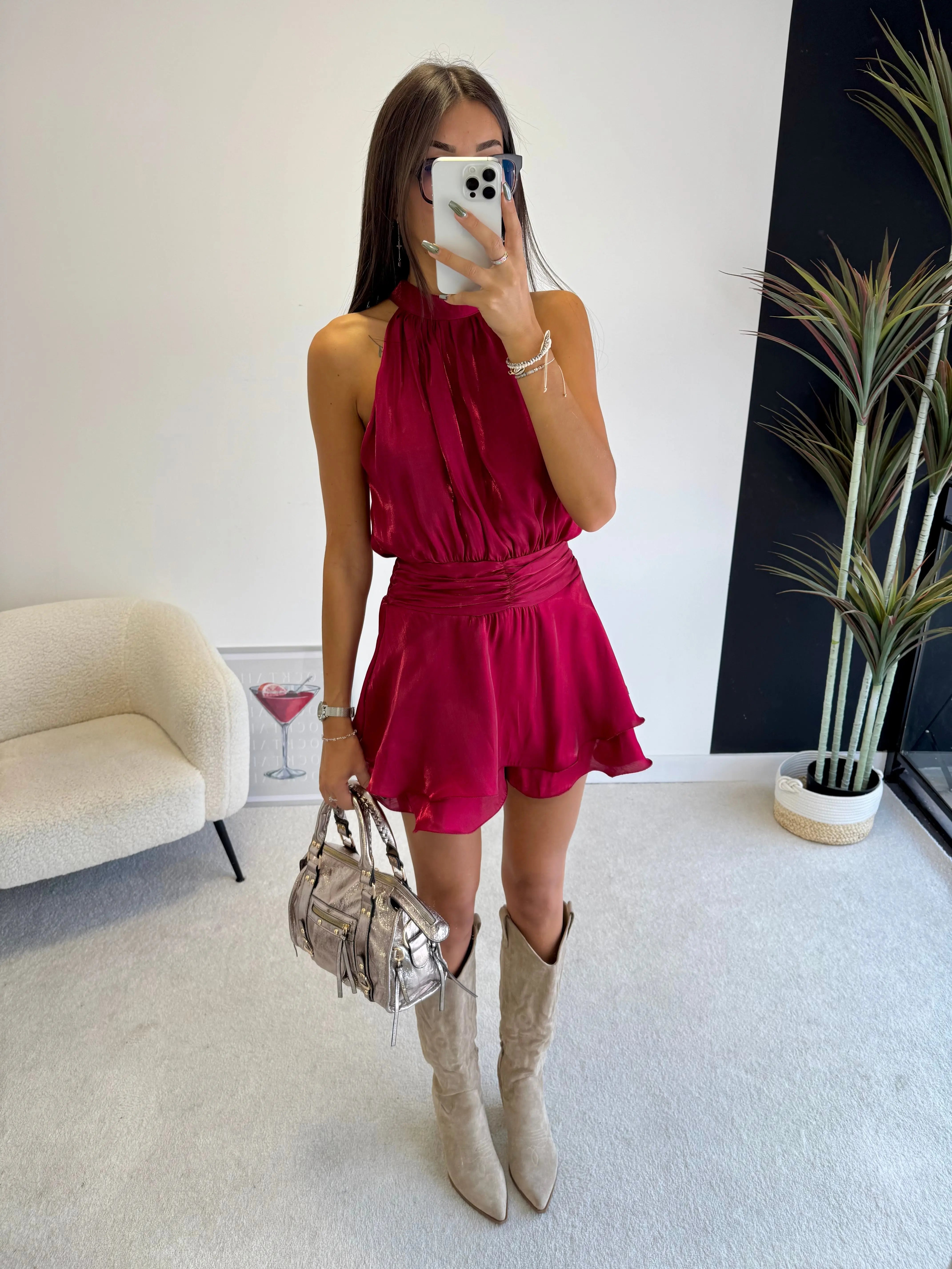 Combi-short satinée