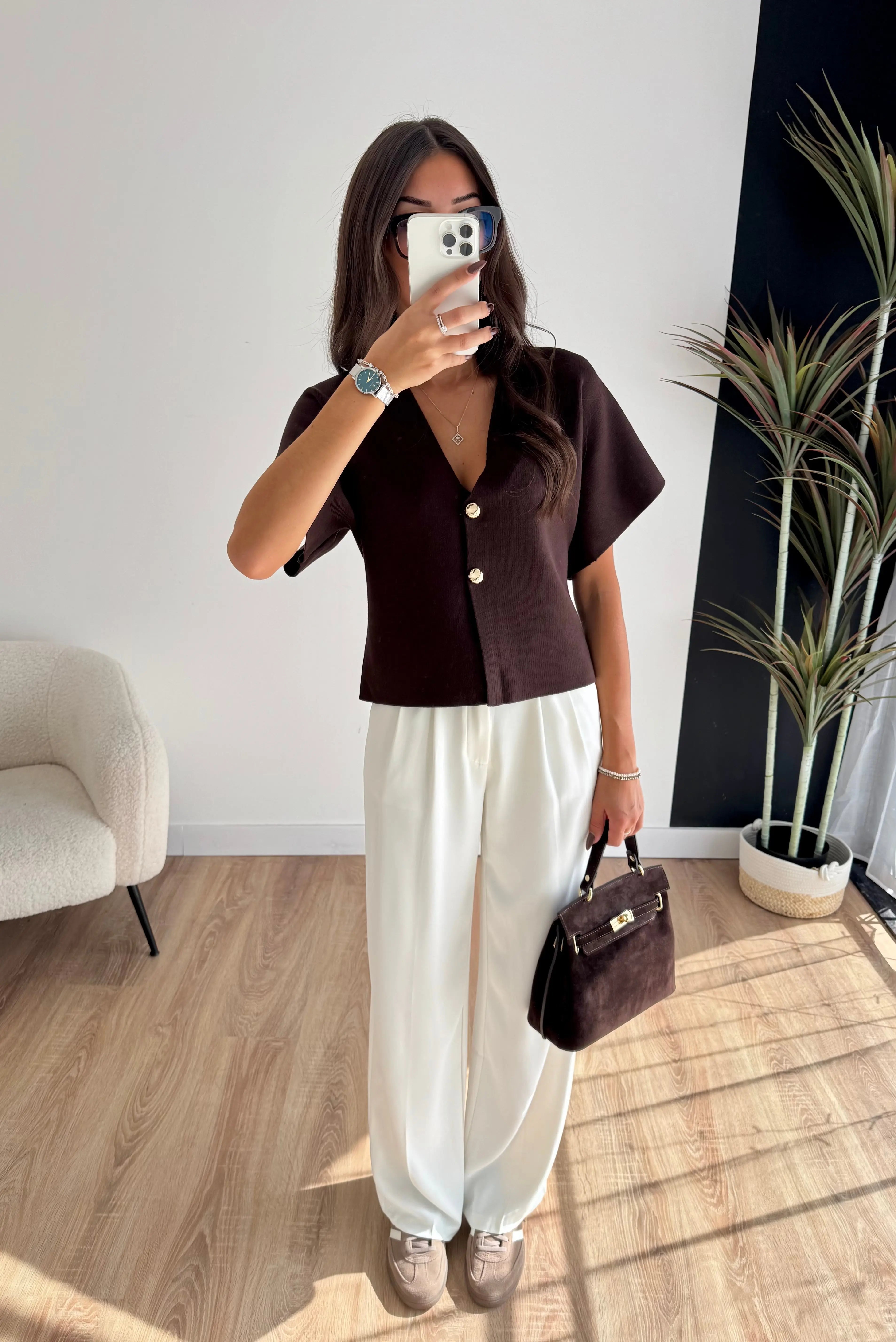 Gilet à bouton choco