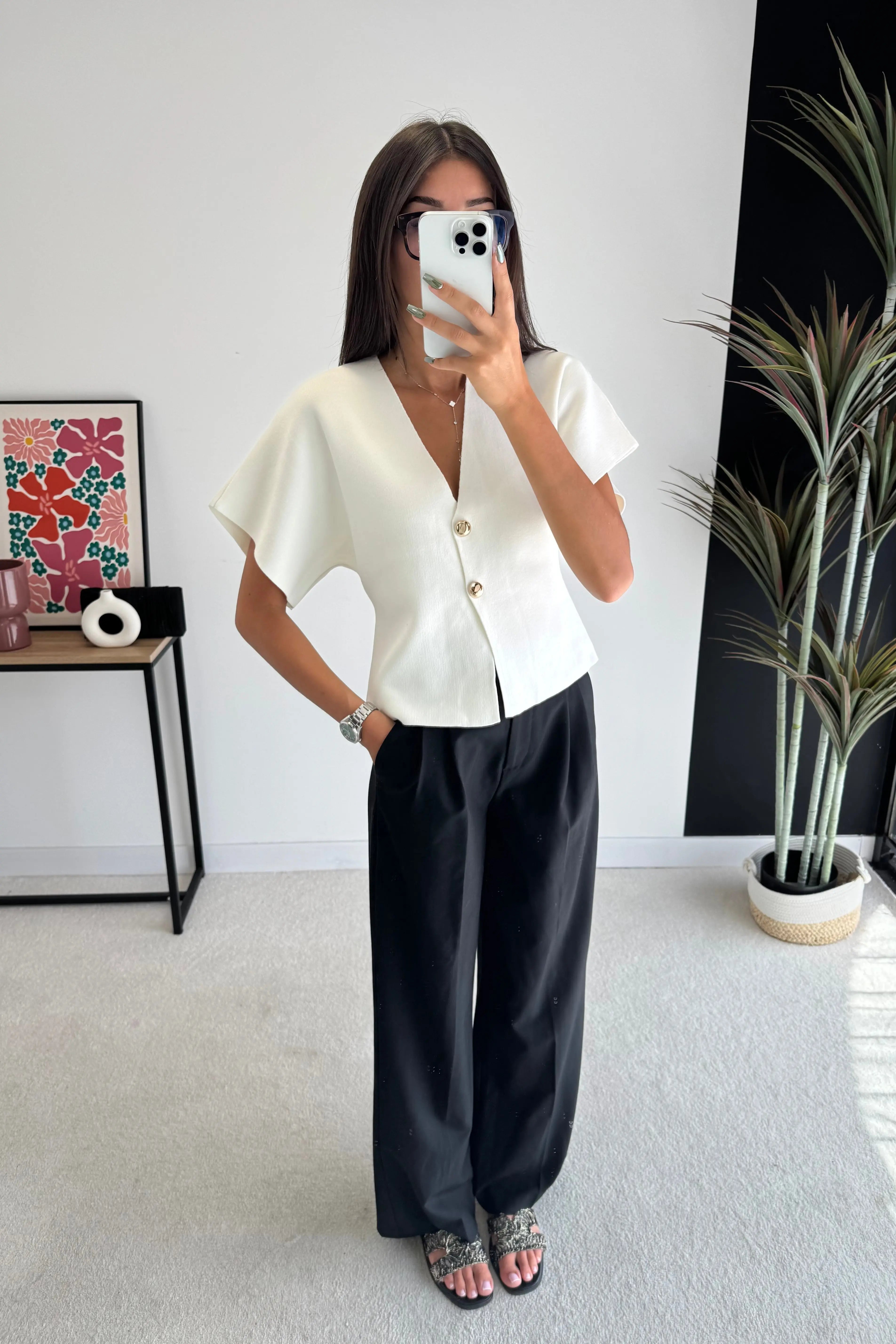 Gilet à boutons écru