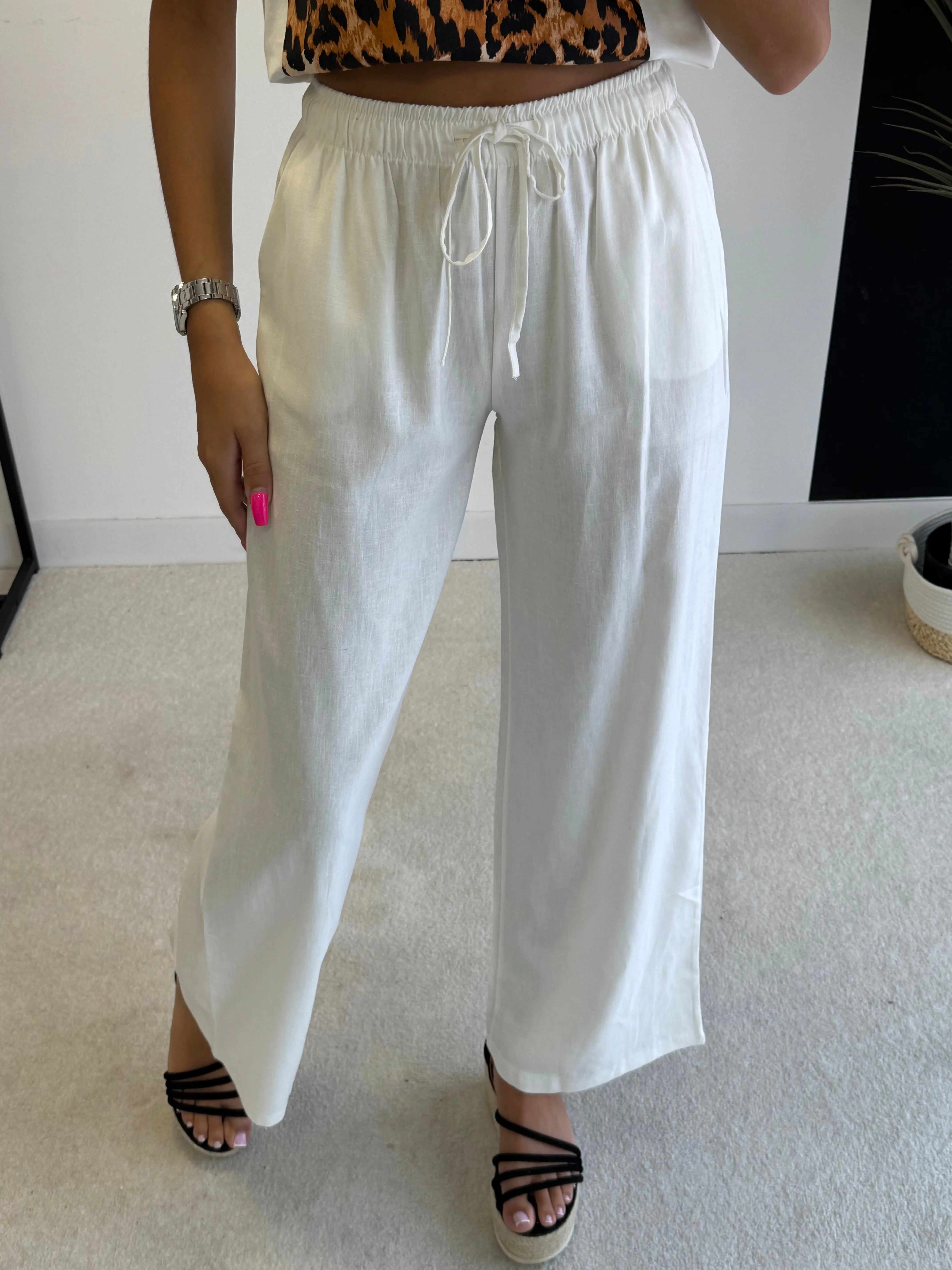 Pantalon en lin blanc