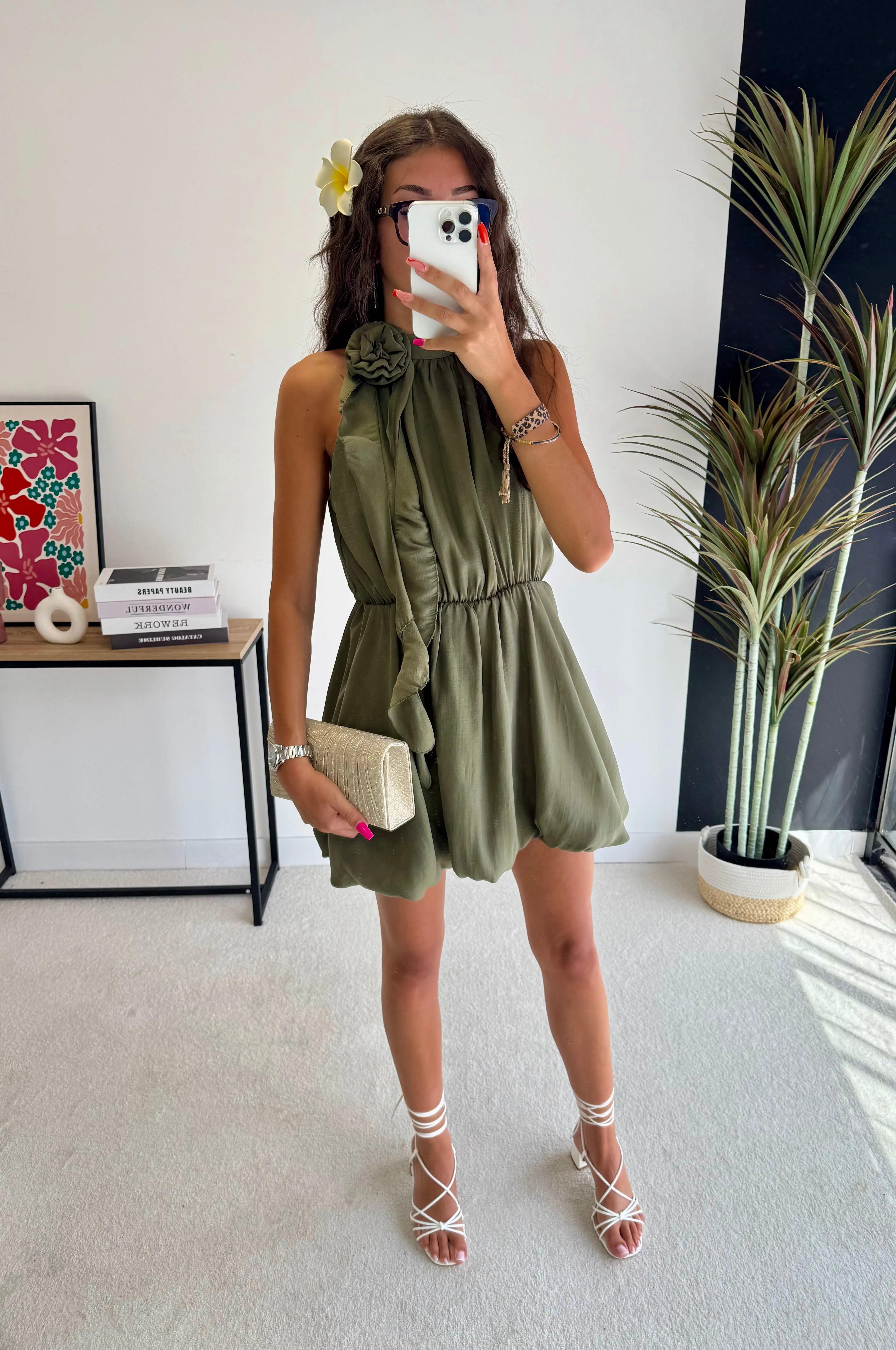 Robe courte à fleurs