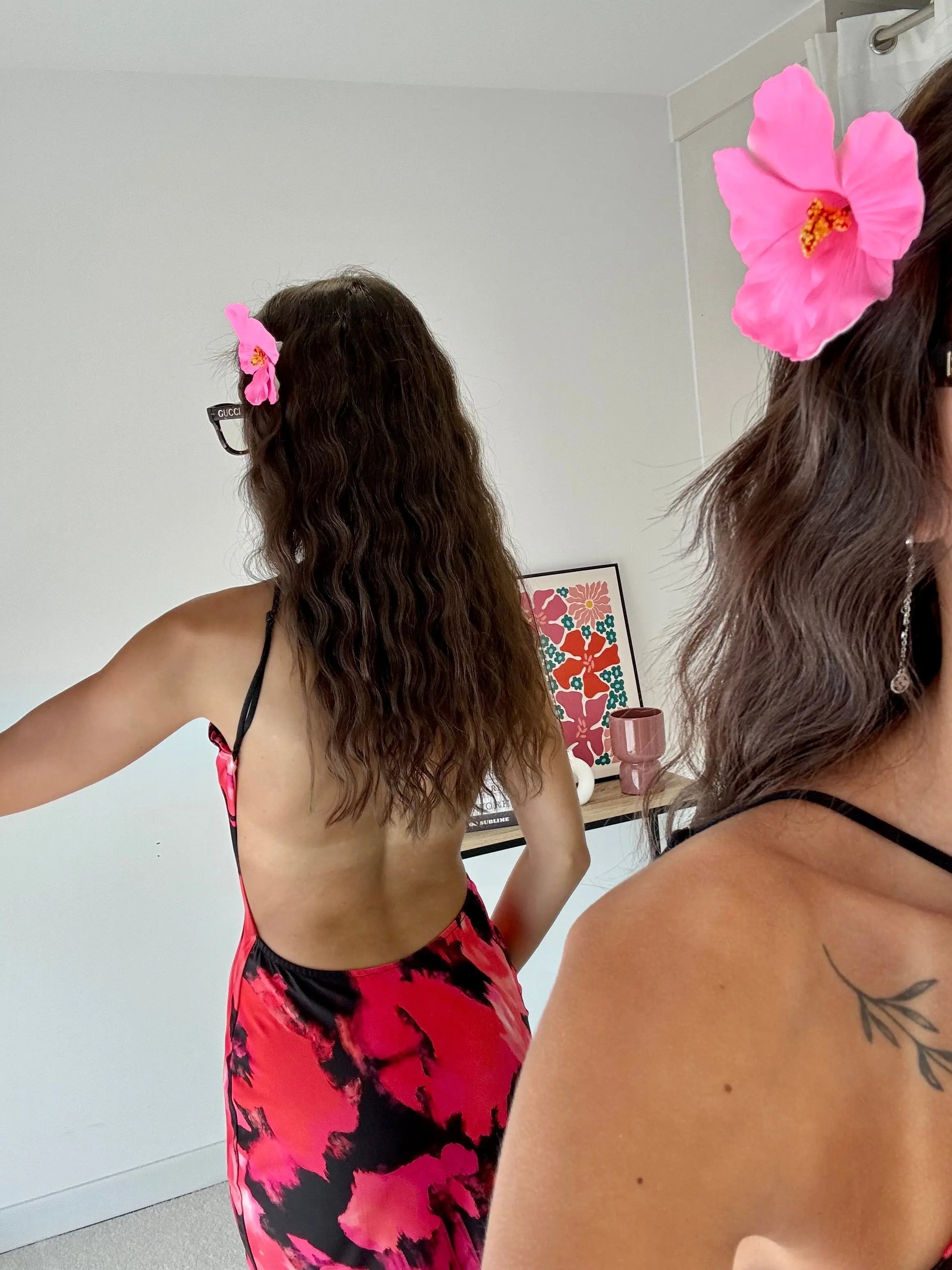 Robe dos nu noire/rose