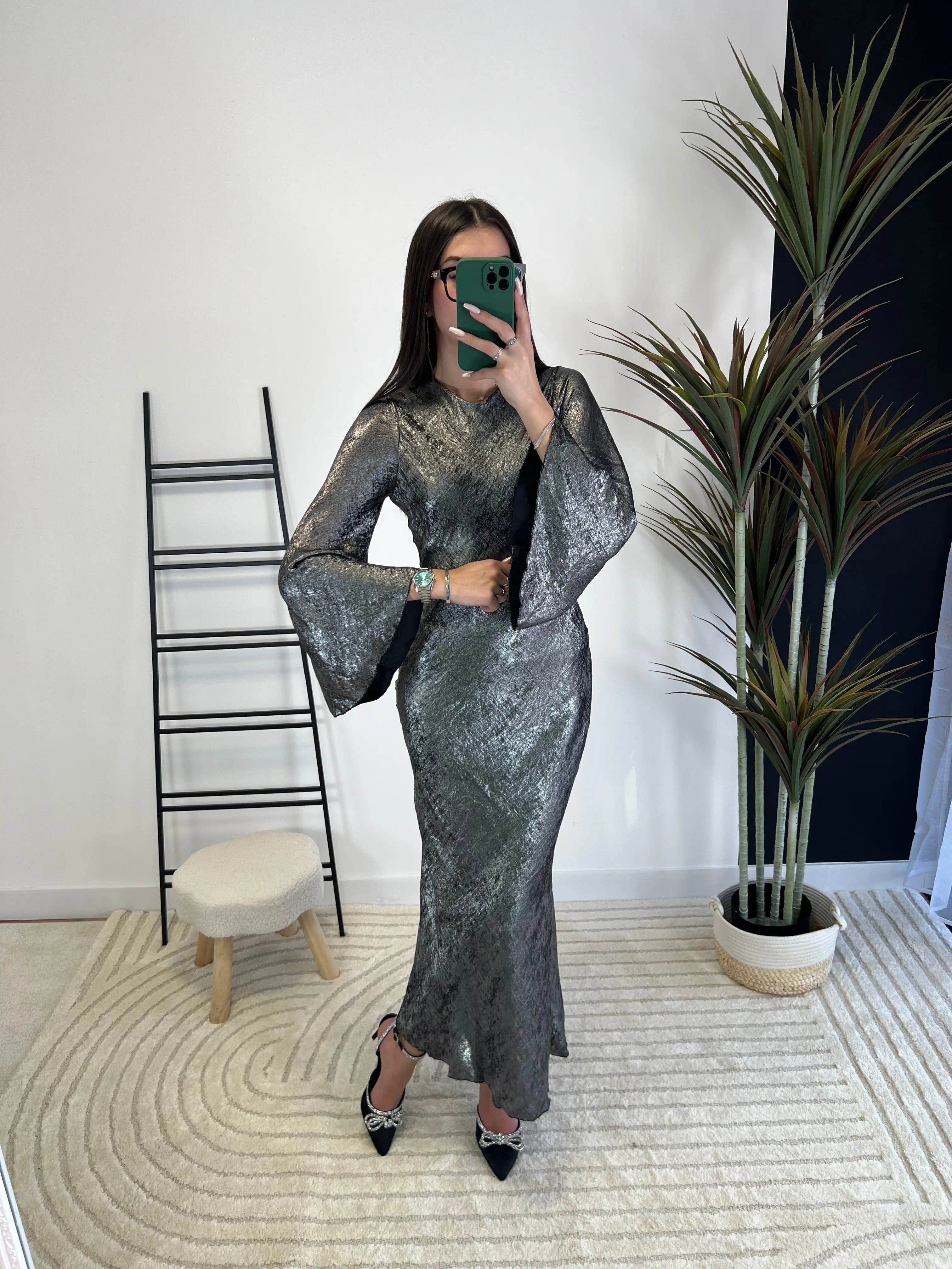 Robe longue argenté