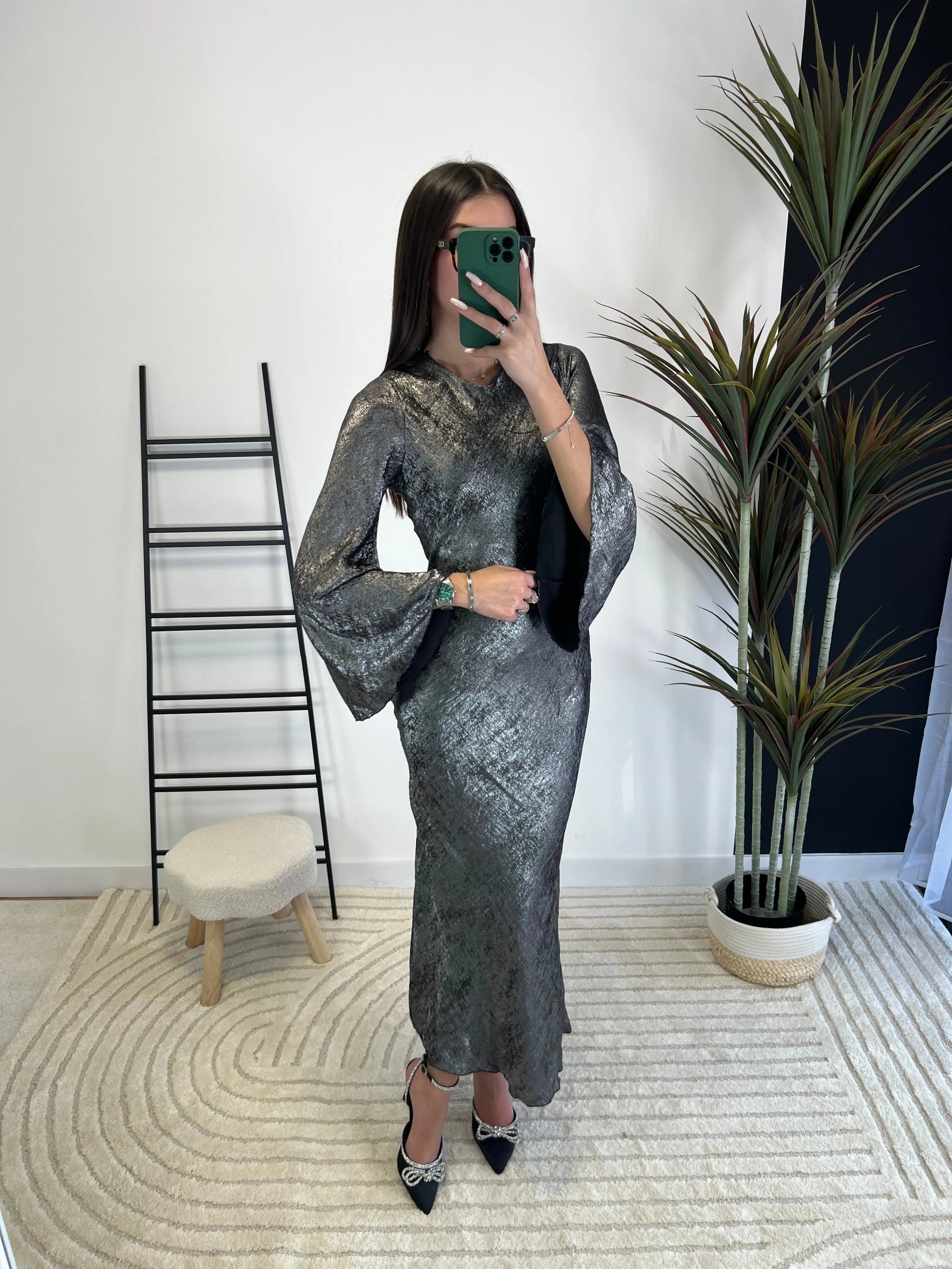 Robe longue argenté