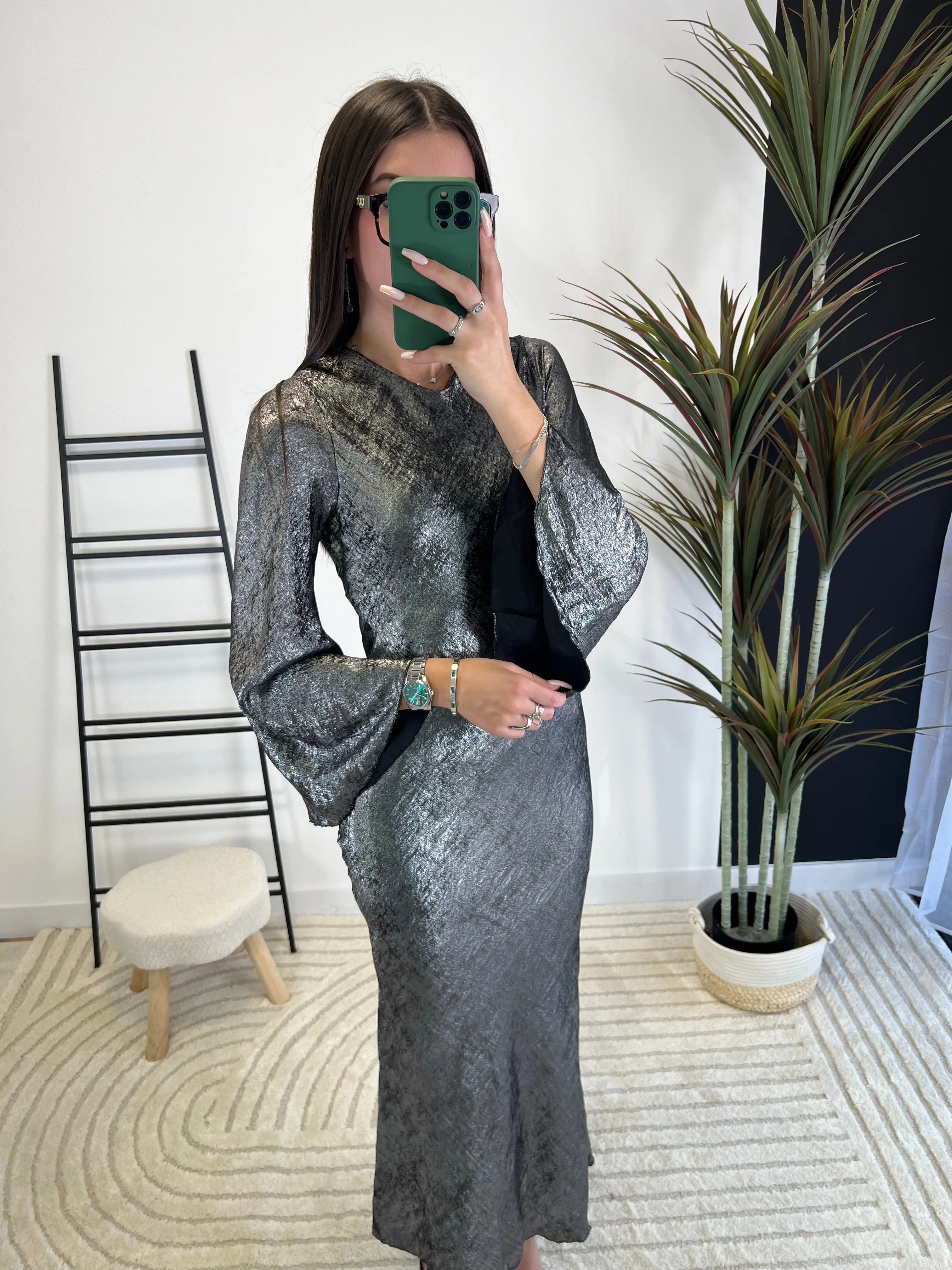 Robe longue argenté