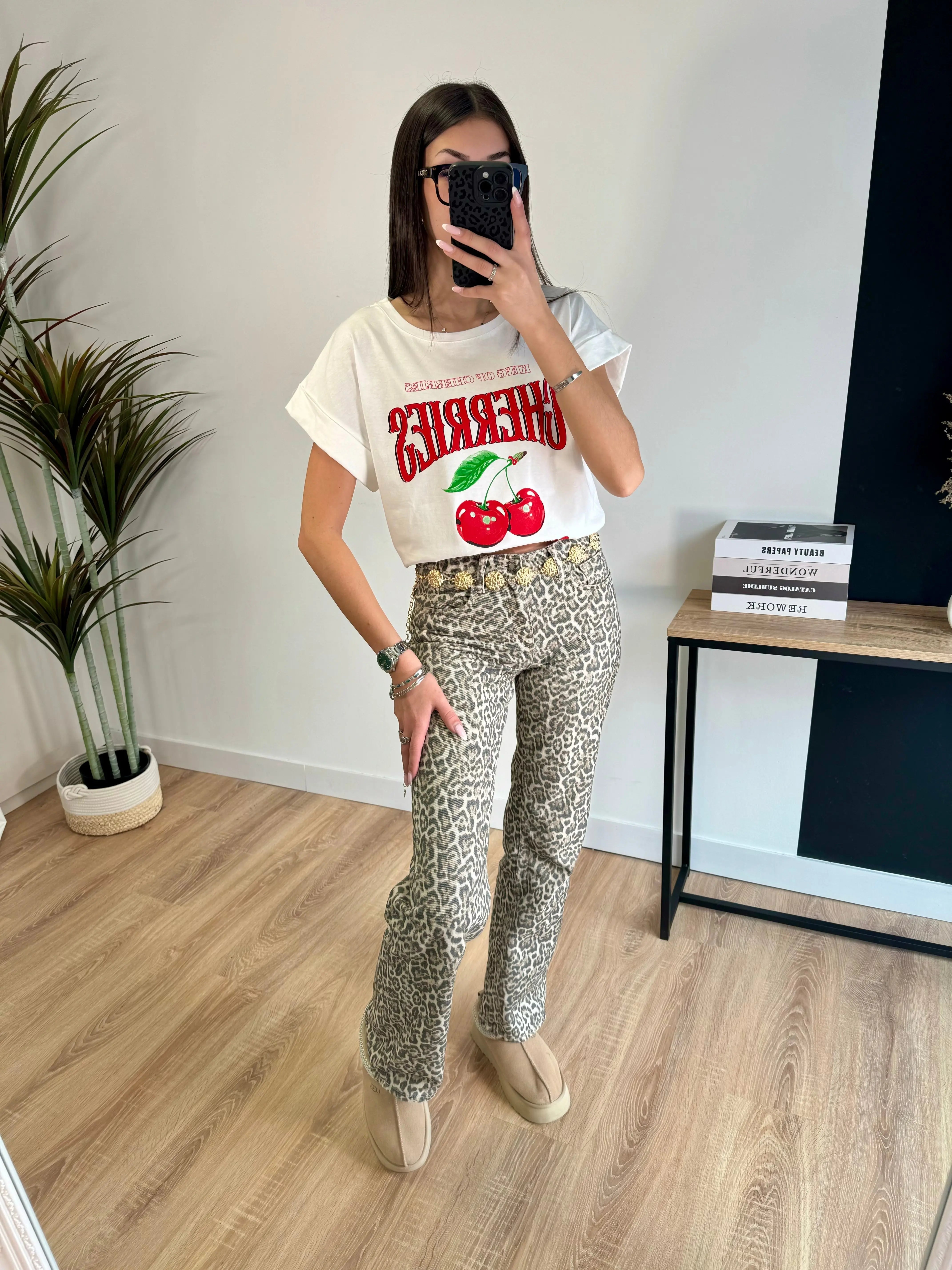 Tee-shirt blanc cerises