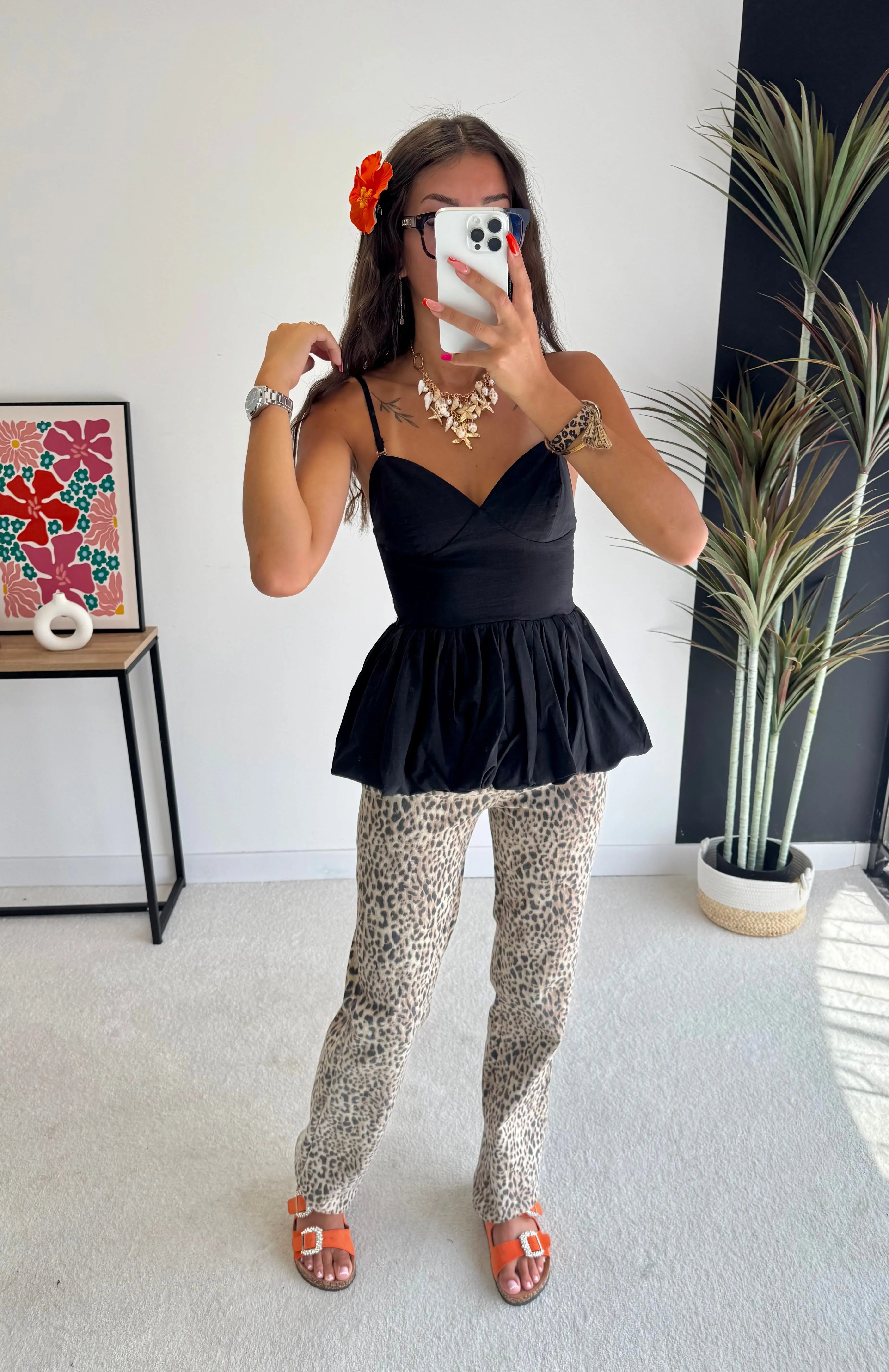 Top à bretelles noires